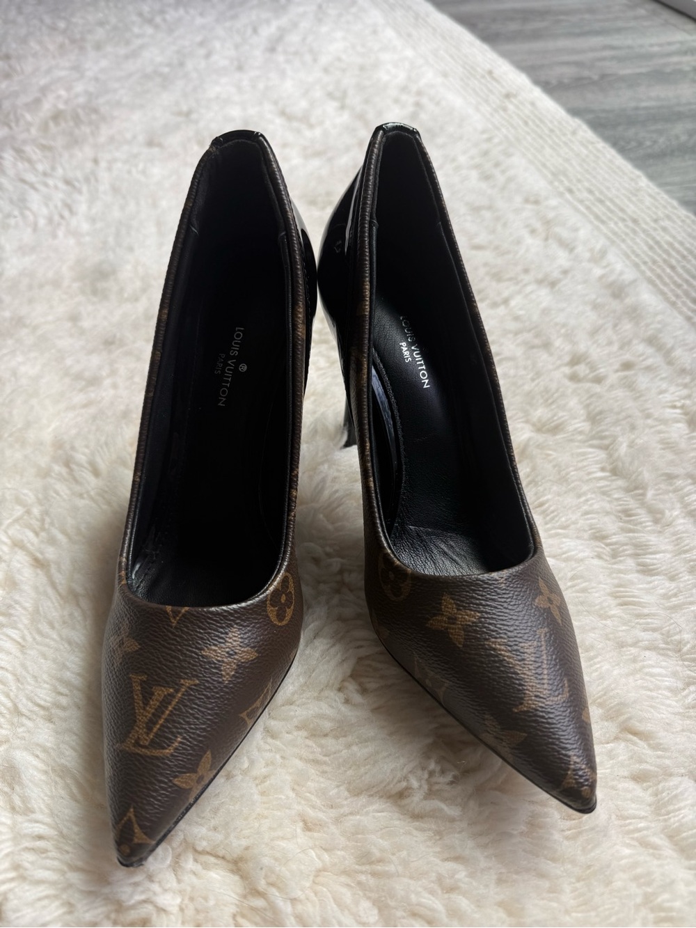 Patent & Monogram Print Stiletto Heels Size 37